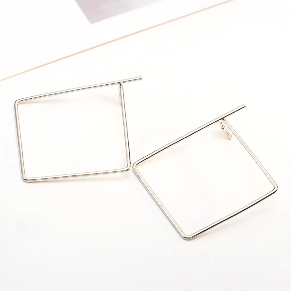 Золотые серебряные черные квадратные серьги кольца простые петли женские