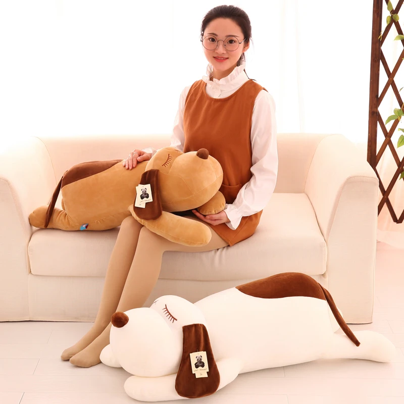 en Ucuz Yaratıcı Peluş Oyuncak Büyük 90cm Eğilimli Köpek Yumuşak Bebek Atmak Yastık Noel Hediyesi W0329