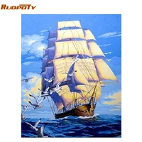 ruopoty frame sailing boat diy painting by numbers landscape wall art picture calligraphy painting acrylic paint on cavnas arts