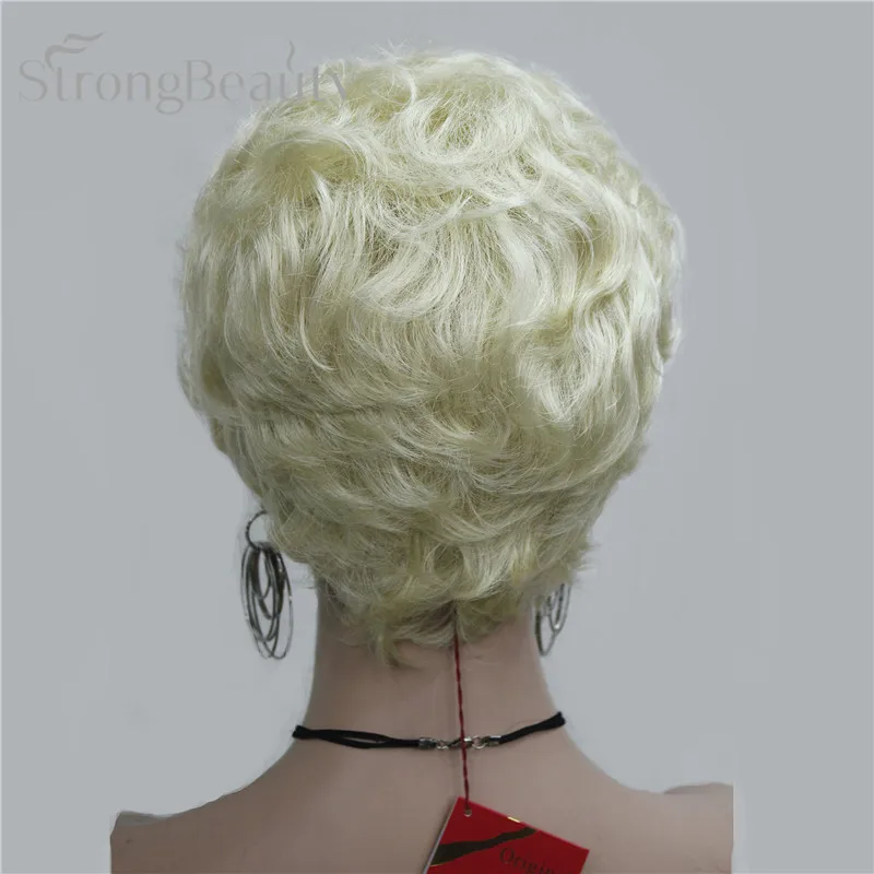 613 StrongBeauty короткий черный коричневый микс блонд парик с окраской перьями Женские синтетические вьющиеся парики - Цвет: 613