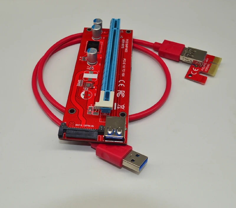 VER007S 0 6 M PCI E 1X до 16X Райзер карта расширения Express адаптер USB 3 кабель 15Pin SATA источник