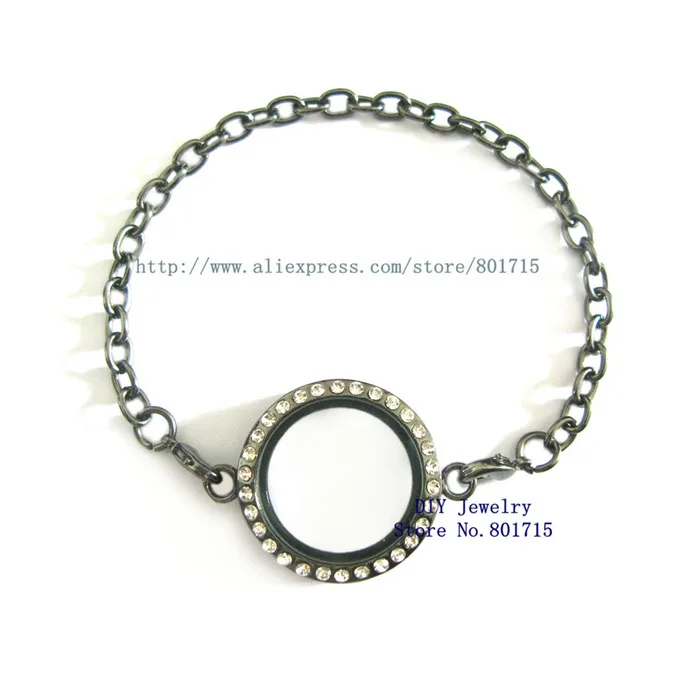 Оптовая продажа черный пистолет около 30 мм стеклянный плавающий медальон