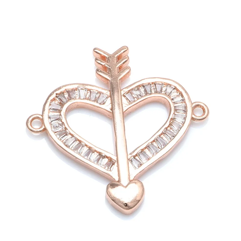 rose gold 4 цвета сердце ангел подвеска крыло соединитель аксессуары для женщин Рукоделие Набор для изготовления ювелирных украшений вручную женский браслет серьги ювелирные изделия - Цвет: rose gold