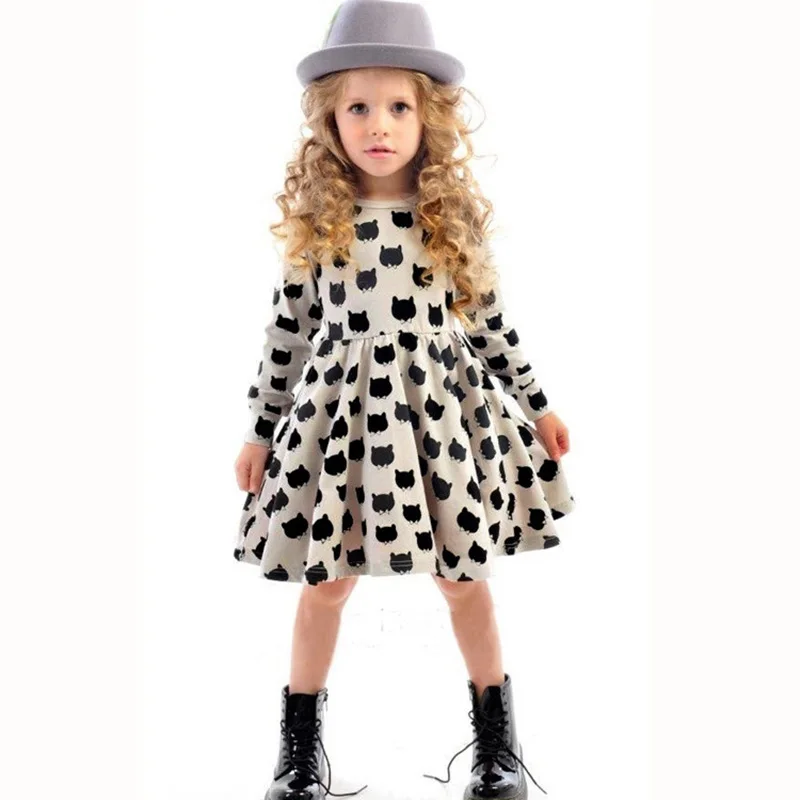 Cute Cat Girls Dresses Autumn 2019 Fashion Long Sleeve Kids Spring Clothes Toddler Costume For Teenage Dress Children | Детская одежда
