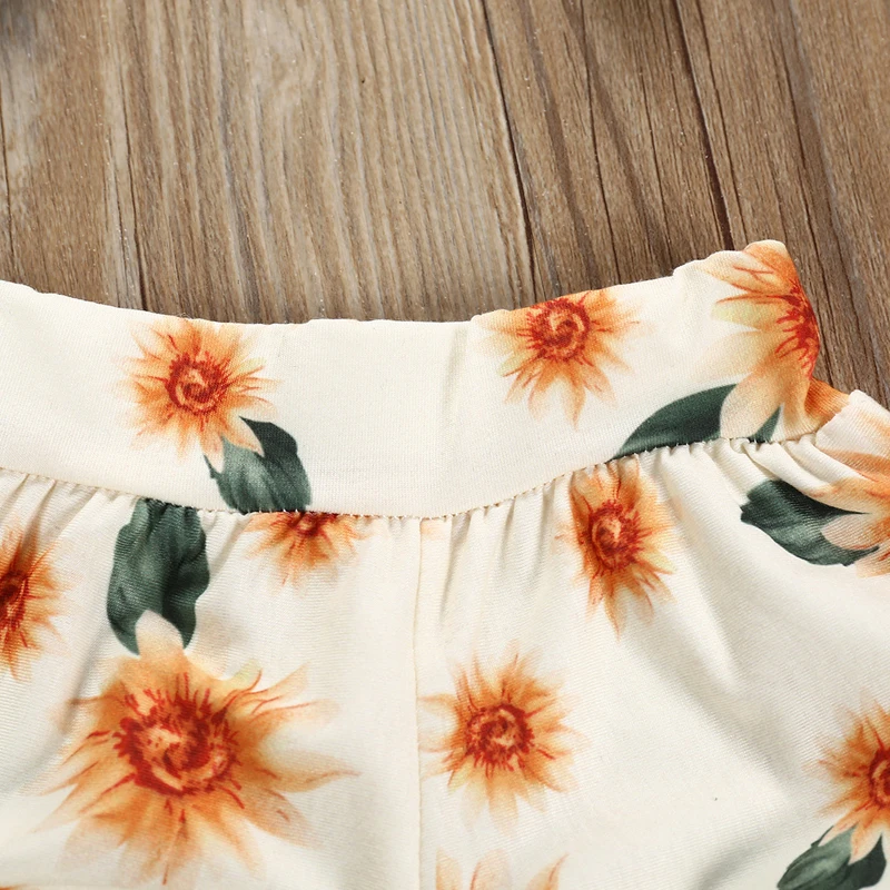 Baby Girl Clothes Set Summer Sunflower Dress+Shorts Two-piece Toddler Infant Girls Clothing Sets Floral Newborn Outfit 2pcs | Детская