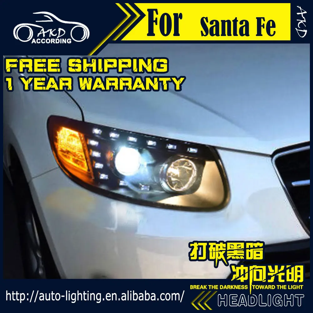 АКД стайлинга автомобилей фара для Hyundai Santa Fe фары 2007 2012 новое платье Санты