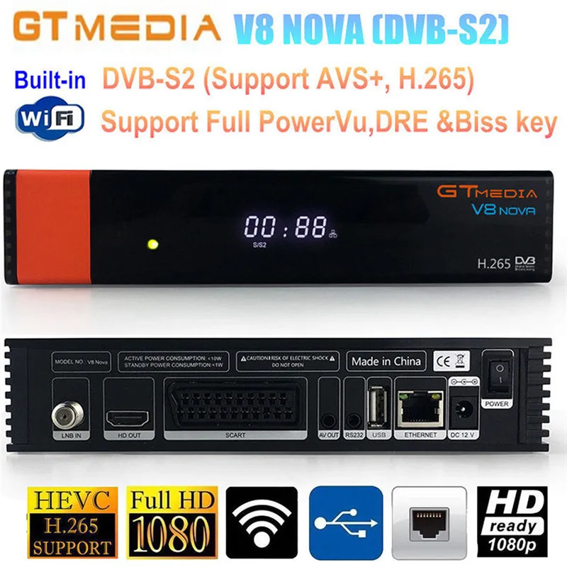 1 Набор Gtmedia V8 Nova HD 1080P DVB S2 декодер встроенный WIFI спутниковый ТВ приемник коробка с