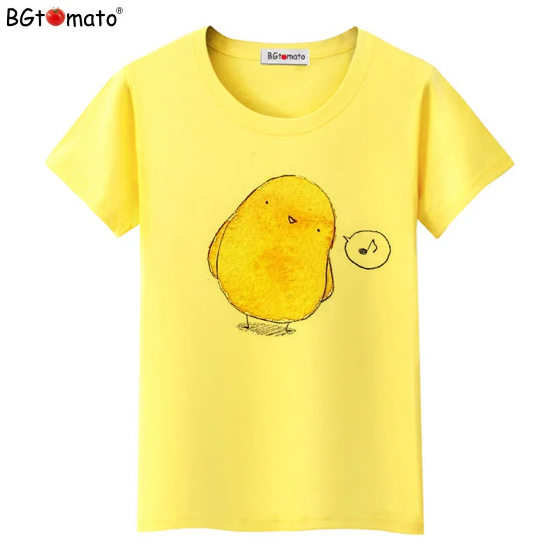 BGtomato футболка Милая футболка с маленькой желтой курицей Горячая Распродажа, летние женские футболки, стиль, kawaii, Милая женская футболка - Цвет: 1