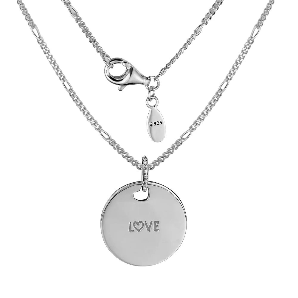 

Love Disc Necklaces 100% 925 Sterling Silver Jewelry Free Shipping