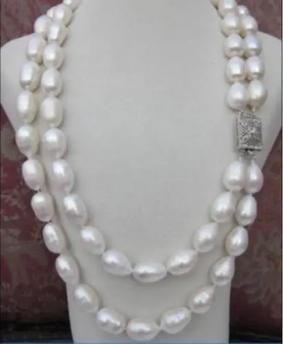 

Selling Jewelry>>DOUBLE STRANDS 9-10mm south sea white pearl necklace 17-19 inch Tibet silver