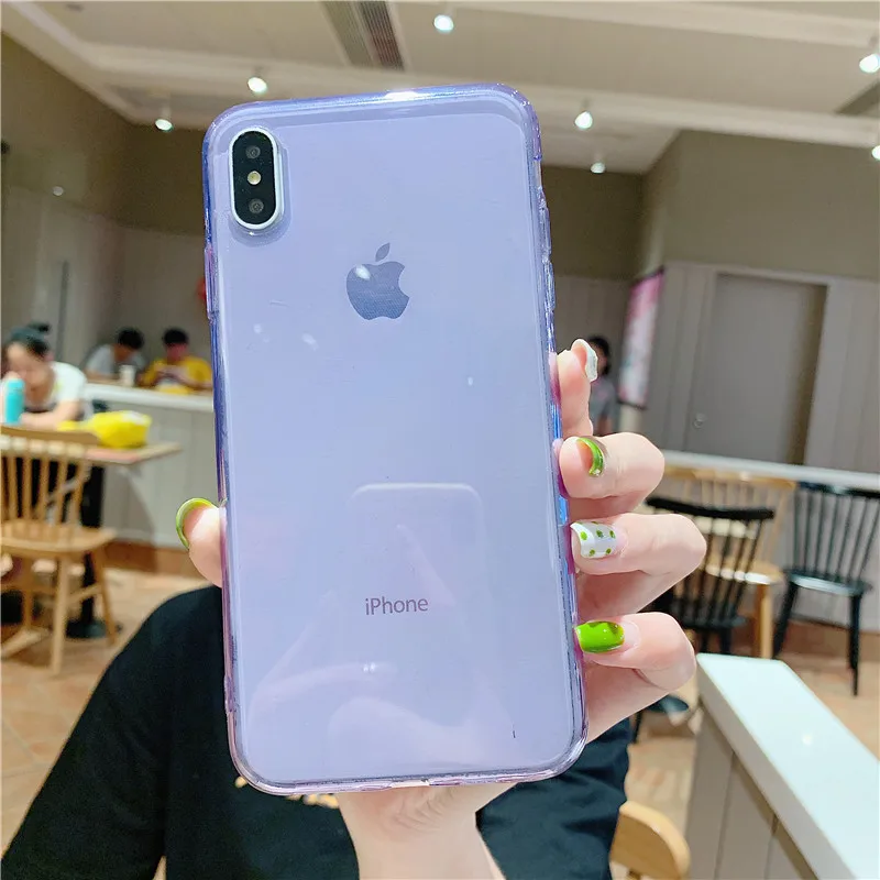 A Прозрачный безрамный чехол для iphone 7 Чехол для iphone X XS Max XR 7 8 6 6S Plus задняя крышка прозрачный мягкий кремний чехол для телефона s - Цвет: A