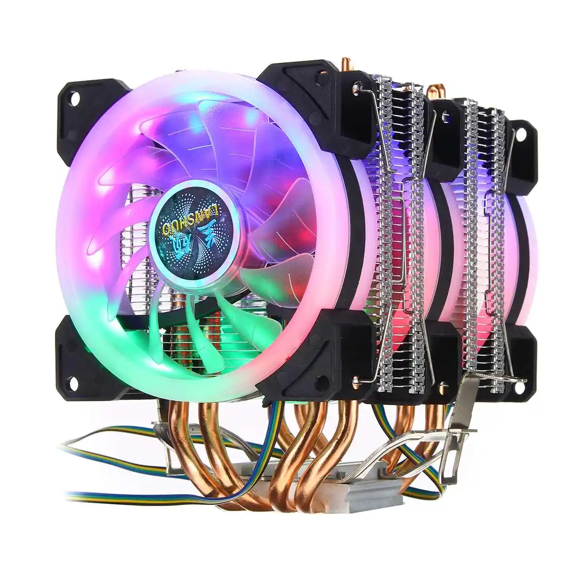 Двойная башня Процессор кулер 6 тепловые трубки с цветовой моделью RGB 4pin Процессор Вентилятор охлаждения радиатора для Intel 775/1150/1151/1155/1156/1366 для AMD разъем