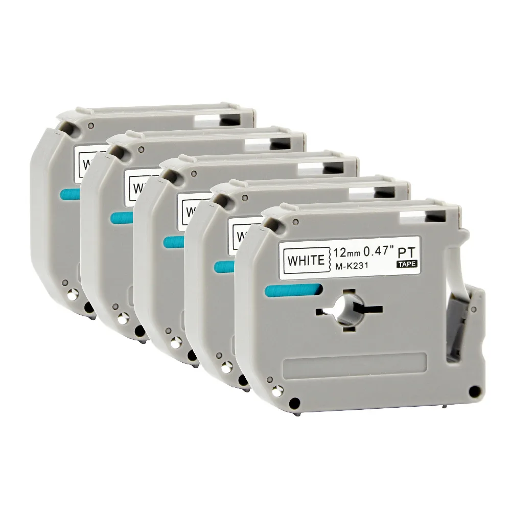 5 шт. совместимые с PUTY 12 мм лента для маркировки Catridge 12mm M K231 MK231 черный на белом * 8 м