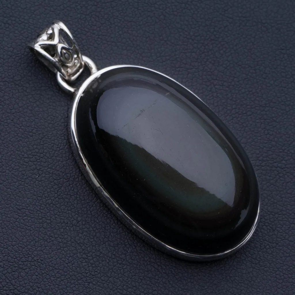 

Природный Черный кошачий глаз в стиле панк 925 пробы серебряная подвеска 2 "P0609