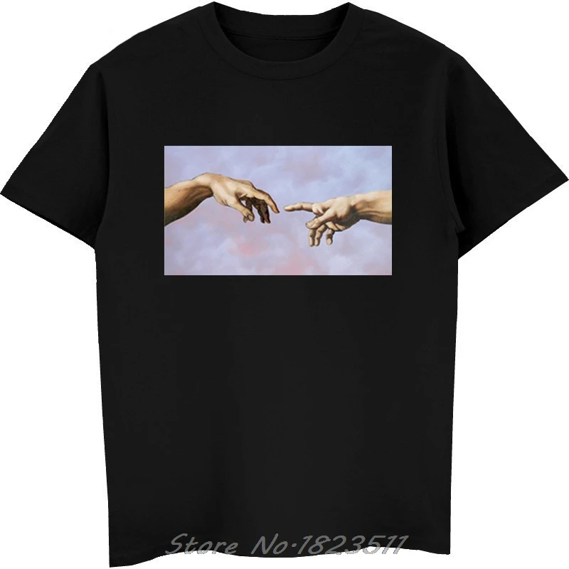 black new Новая футболка микеланжело капелла систина, Мужская Футболка Harajuku Ulzzang Tumblr, модная Винтажная футболка, мужские повседневные футболки, топы - Цвет: black new