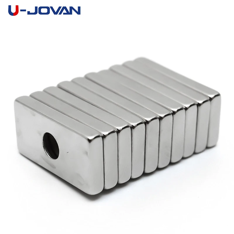 U-JOVAN 2 шт. 20x10x3 мм 4 мм Отверстие N35 Супер сильный ремесло квадратный магнит редкоземельный кольцевой Блок Неодимовые магниты на холодильник