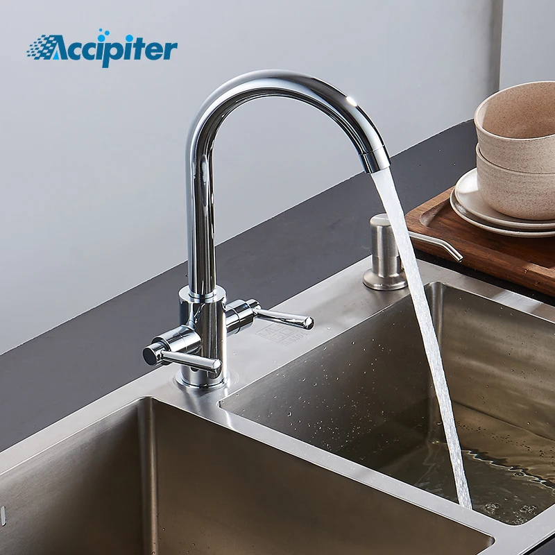 360 rotation Double handle kitchen sink faucet Faucet White Painting Kitchen Mixer Flexible Chrome | Обустройство дома