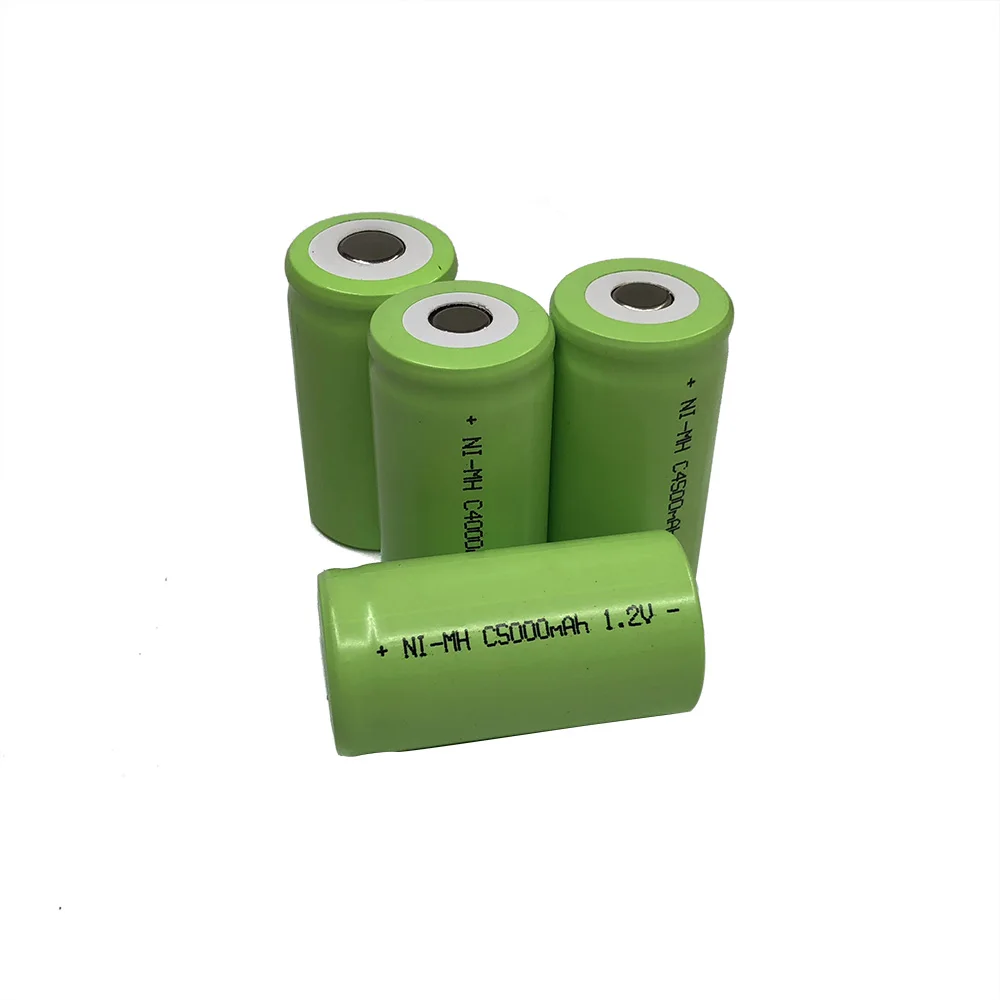 5000mah 1,2 v перезаряжаемый аккумулятор Ni-MH nimh C размер ячейка LR14 R14 со сварочными штырьками для фонарь и игрушечных часов