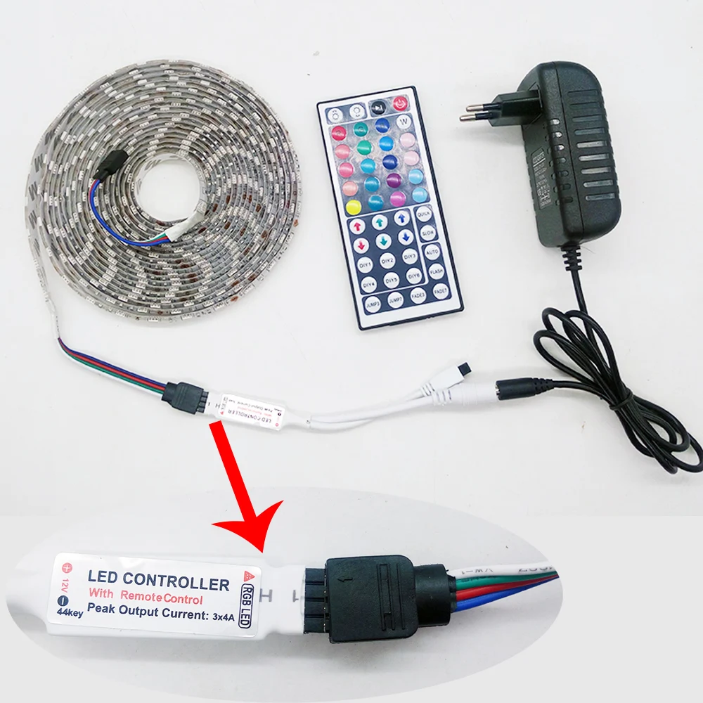 Светодиодная лента BOLEDENGYE 5050 RGB 5 м 1 2 3 водонепроницаемая гибкая ключа 44Key ИК пульт