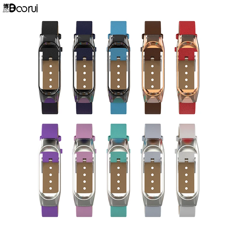 Кожаный ремешок BOORUI для Miband 3 умные аксессуары Xiaomi Mi Band сменный защиты от потери