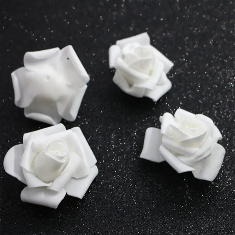 white 10 шт./лот, 6,5 см, многоцветная искусственная гофрированная пена, розовая головка, для украшения свадьбы, сделай сам, венки, ремесло, Подарочные принадлежности - Цвет: white