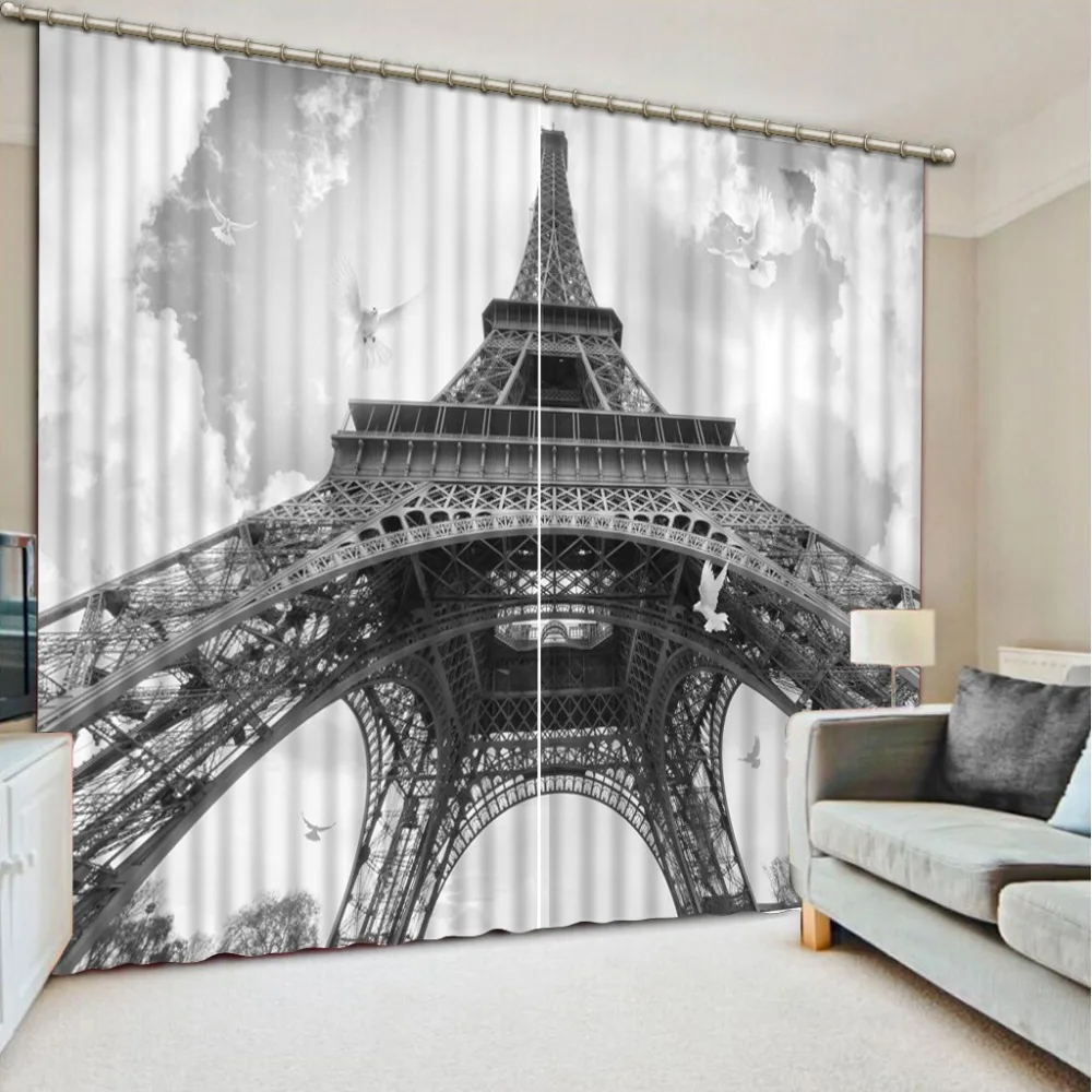 

tower curtains black and white curtain 3D Window Curtain Dinosaur print Luxury Blackout For Living Room