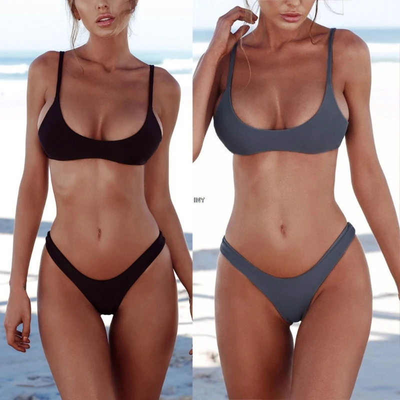 Женский купальник пуш ап Бразильское бикини без подкладки винтажный купальный