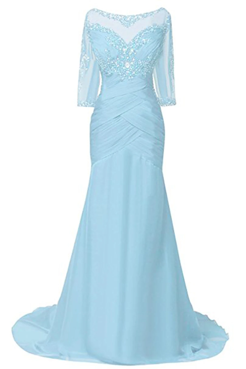 Бирюзовое ожерелье из ракушек невесты платье для свадьбы 2019 3/4 рукава бисером