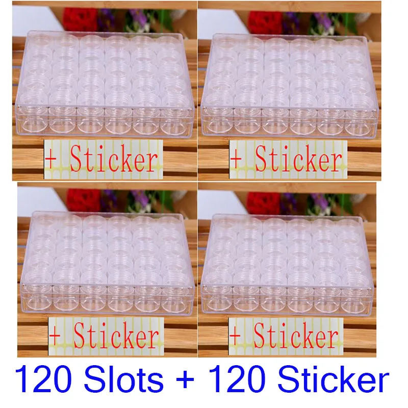 120PCS-BOX tie zhi 30/60/90/120 слотов Регулируемая Прозрачный Алмазный Аксессуары для рисования Инструменты ящик для хранения ювелирных изделий Чехол Инструменты для вышивки крестом организовать - Цвет: 120PCS-BOX tie zhi