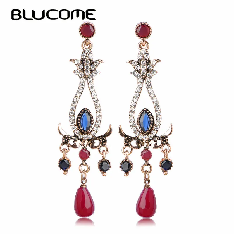 Женские винтажные серьги Blucome в ретро стиле с подвеской из сплава и циркония для