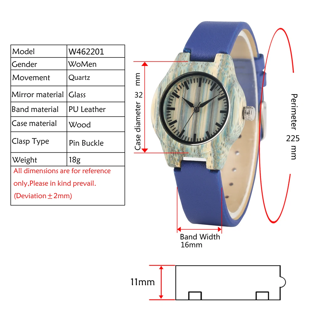 Женские повседневные часы из бамбука классические ручной работы зеленые