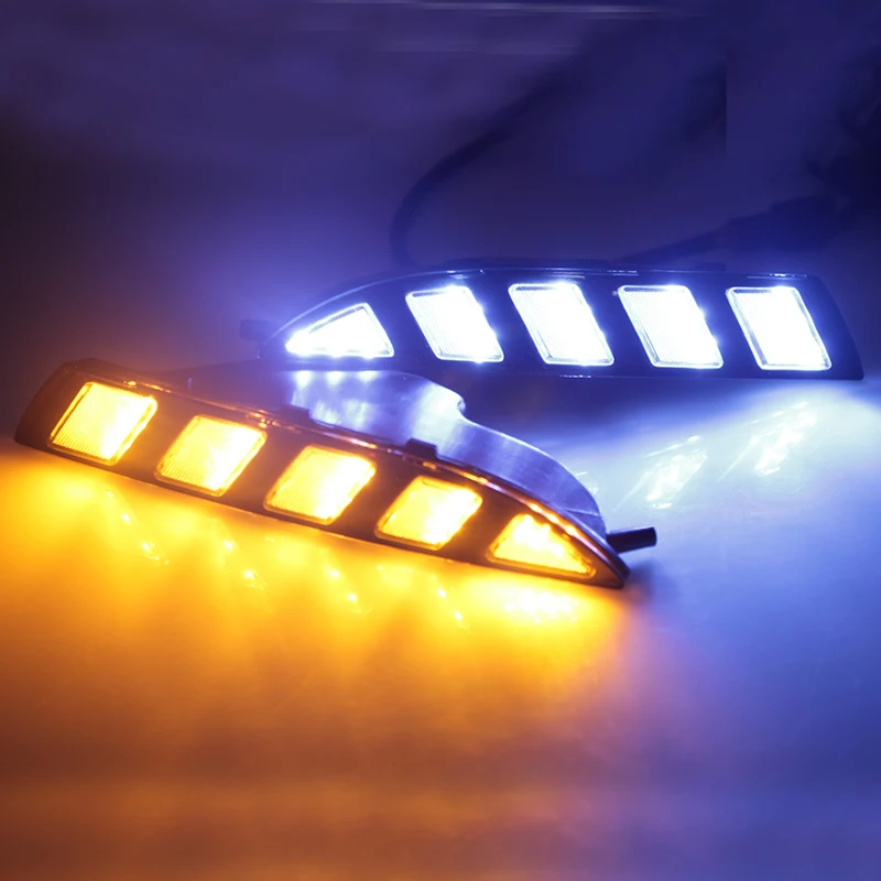 Высокая Мощность СВЕТОДИОДНЫЙ DRL Дневной ходовой свет с желтым движущимся поворотным сигналом для автомобиля-специфический для VW Volkswagen Scirocco 2011