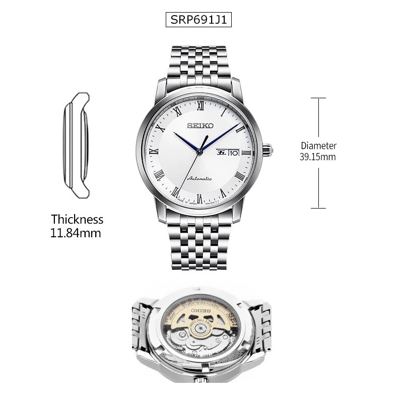 SRP691J1 Оригинальные часы Seiko серии Presage деловые мужские автоматические механические часы 10 бар Водонепроницаемость глобальная гарантия - Цвет: SRP691J1
