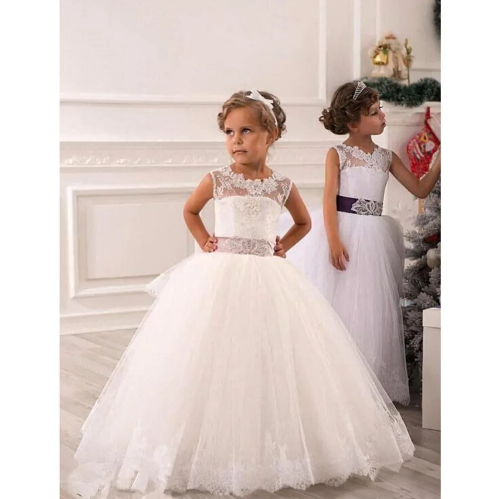 Коллекция 2016 года vestidos comunion ninas недорогие кружевные платья с цветочным узором для