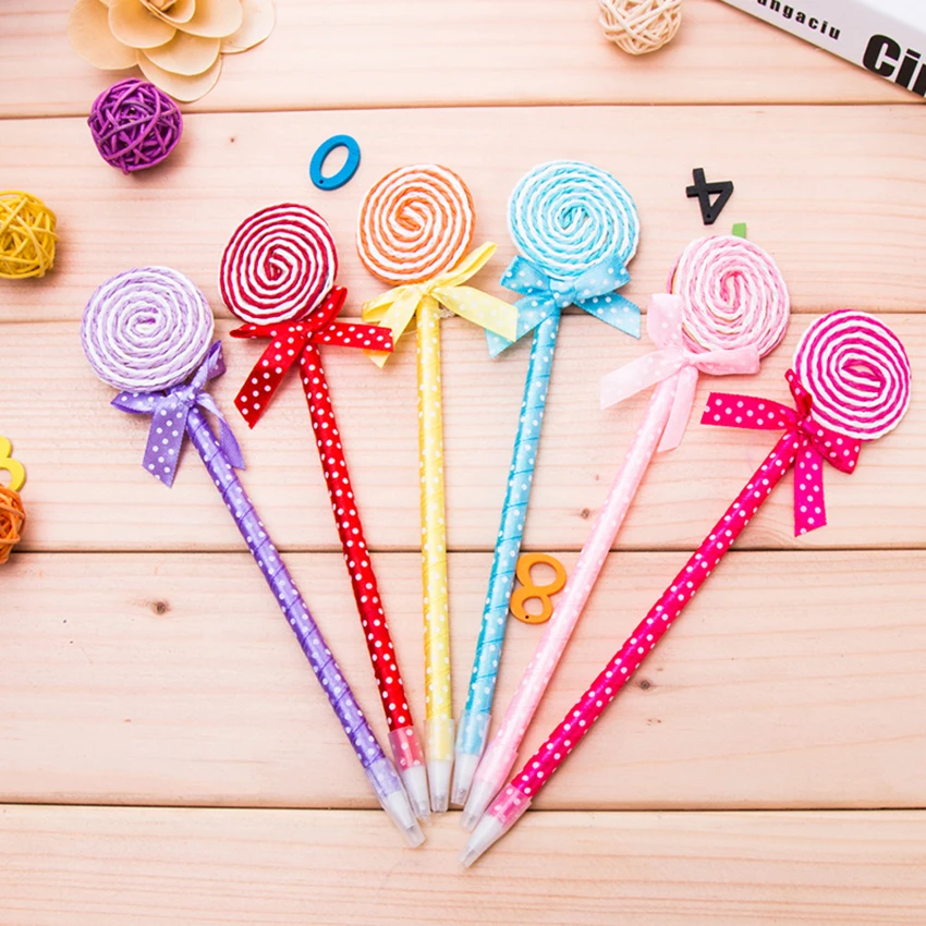 

1pc Ballpoint Pen For School Supply Creative Freebie Novel Office Gift Chancery Lollipop Candy Stationery blue refill