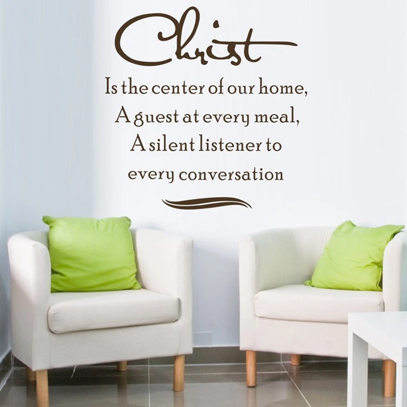 

Free shipping christ is the center of our home vinyl wall Quote stickers Lettering Religion Words home decor q0007