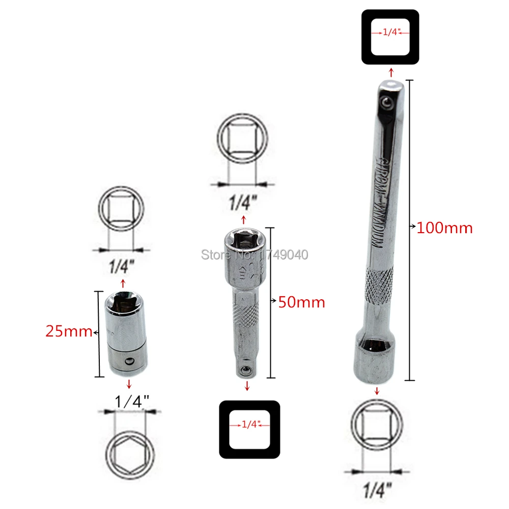 Переходник гнезда 1/4 &quotс квадратным диском на 1/4&quot шестигранный ударный