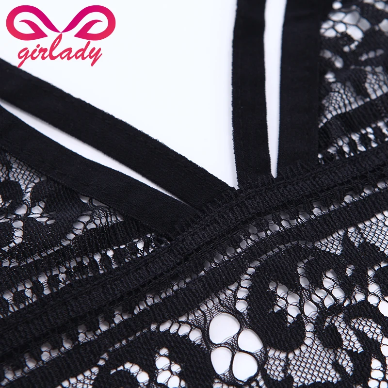 Женский сексуальный кружевной бюстгальтер Топ для женщин Strappy хлопок дамы черный