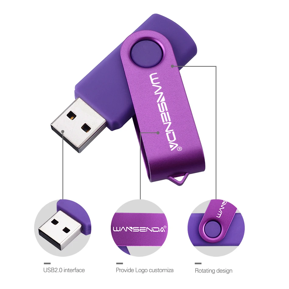 WANSENDA USB флэш накопитель Вращающаяся ручка 128 ГБ флеш 8 32 64 Гб внешний 256