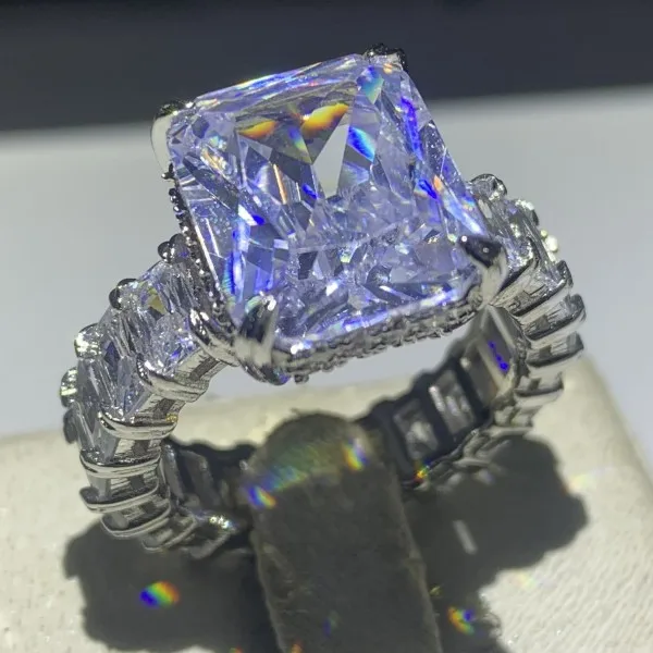 Style 1 Сверкающая Супер акция, роскошное ювелирное изделие, 925 пробы, серебро, большая подушка, форма 5A CZ, пара колец, обручальное кольцо, кольцо для женщин - Цвет основного камня: Style 1