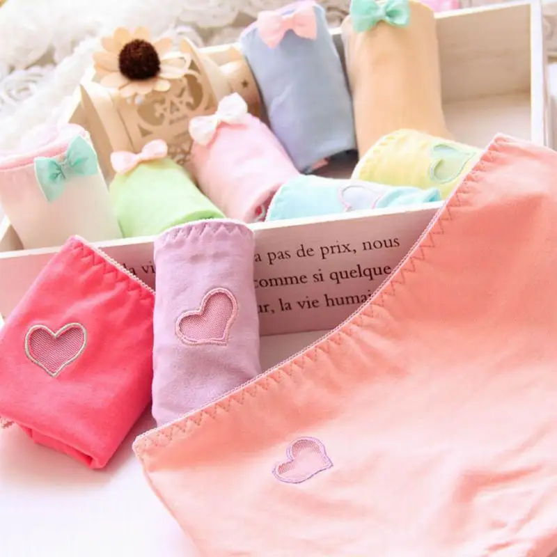 4 шт./лот лидер продаж Детские трусы для девочек нижнее белье трусики с принтом Love