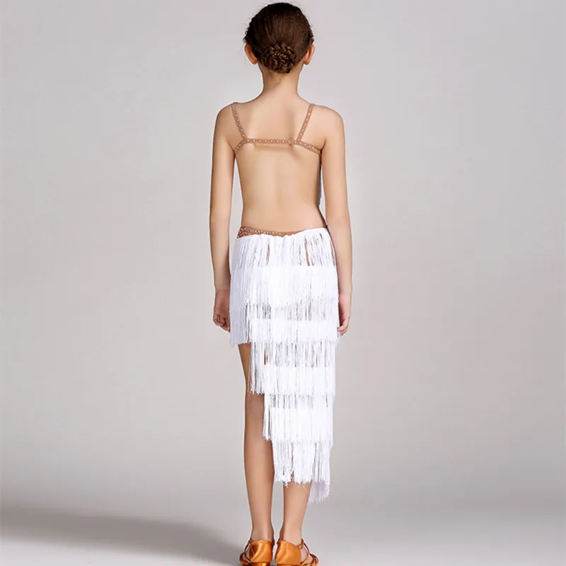 Детское платье для латинских танцев девочек белые современные танцевальные