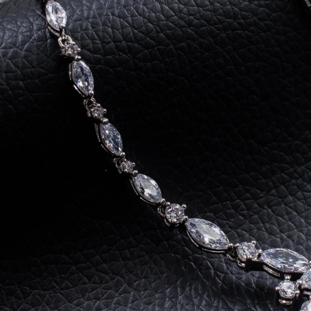 Новинка 2017 свадебное ожерелье для невесты с фианитом ААА набор серег высокое