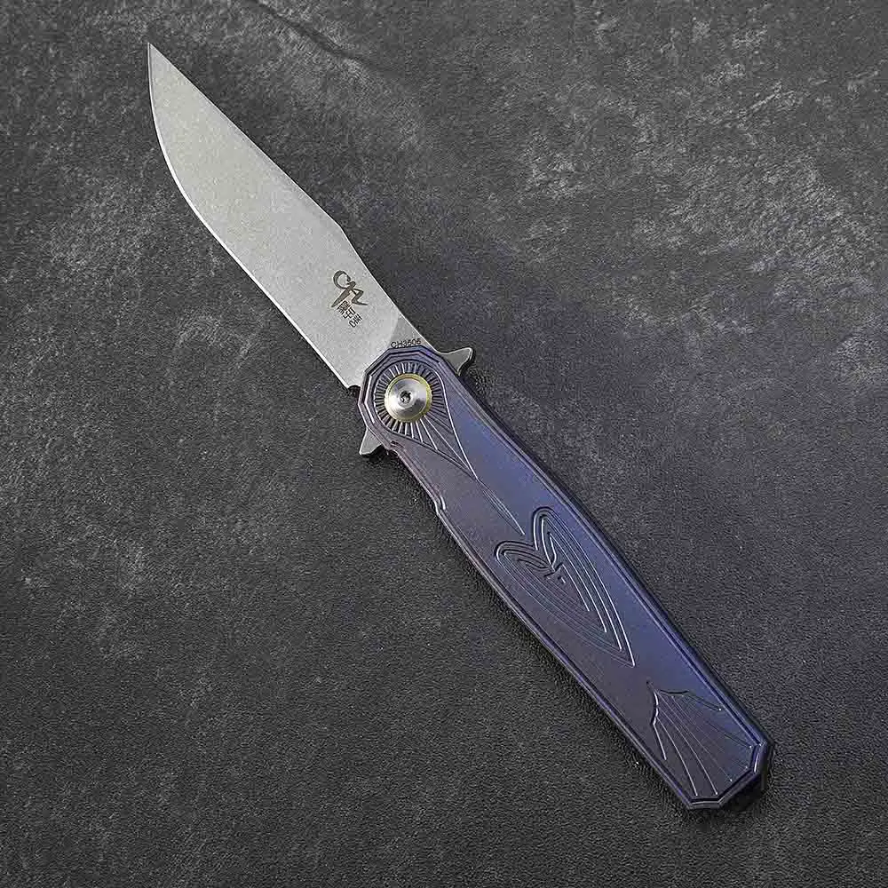 Purple CH3505 S35VN стальной шариковый подшипник, складной нож для кемпинга, инструмент для самозащиты, TC4 ручка, Тактический карманный EDC - Цвет: Purple