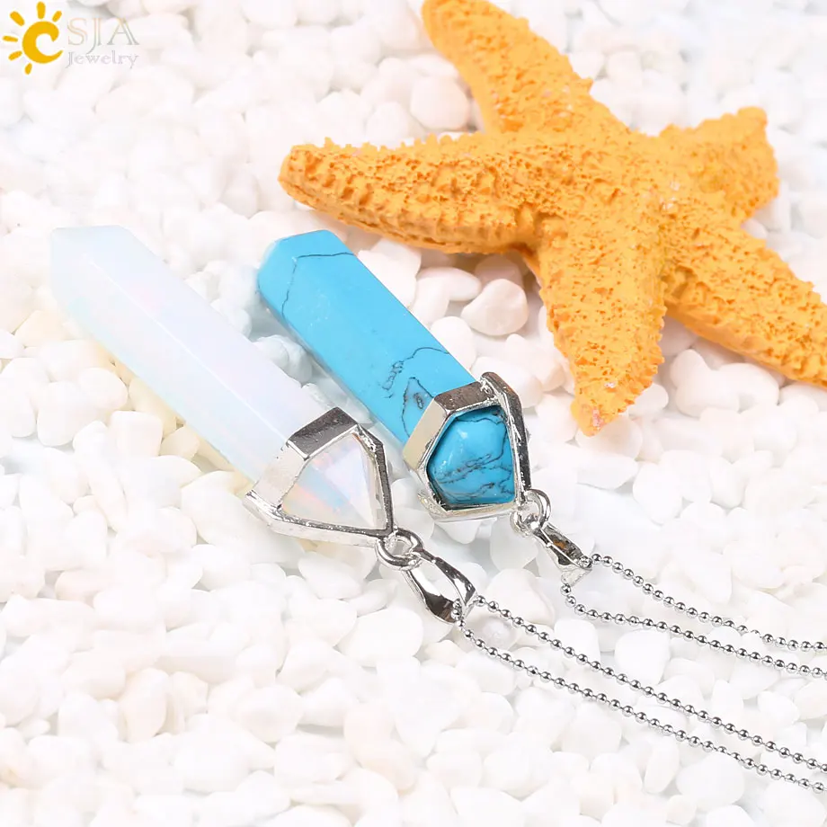 Длинная подвеска CSJA из натурального камня массивное ожерелье ювелирные изделия