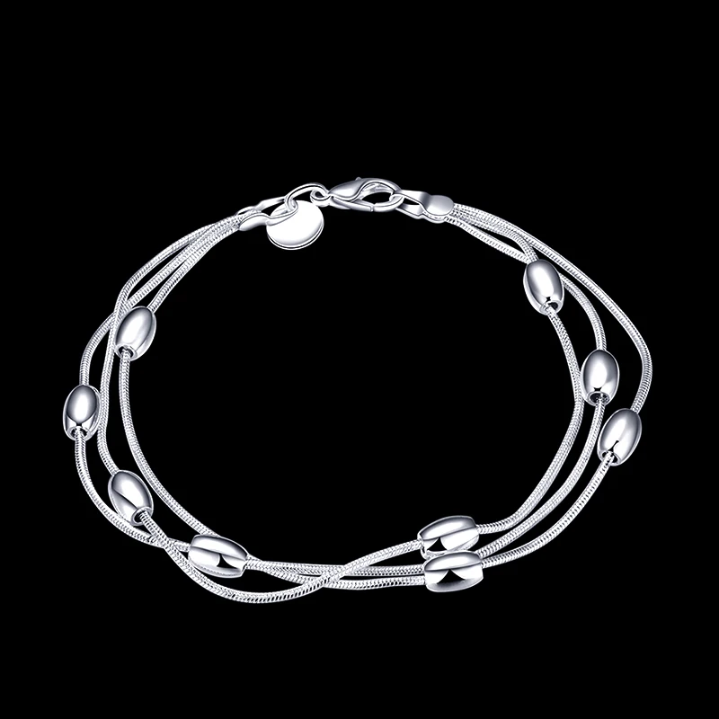 Стильный серебряный цвет браслеты для женщин трендовые 3 слоя змеиная цепочка