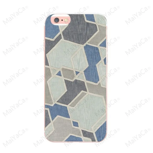 Серый MaiYaCa Teal Peach Triangles Color Block On Wood for iPhone 4S SE 5C 5S 6S 7 8 Plus X XR XS MAX Phone Cases transparent Soft TPU - Цвет: Серый