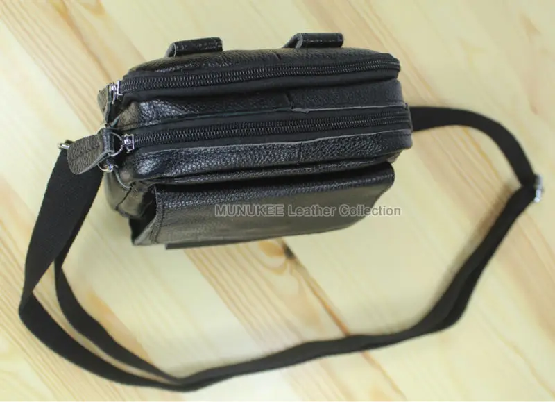 Fashion New Genuine Leather messenger bags Men crossbody Bag Real leather Shoulder Bag for men small bag Casual Black M154