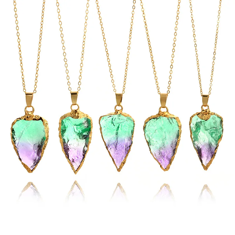 Ожерелье с подвеской из 100% натурального камня ожерелье нестандартные кварцевые