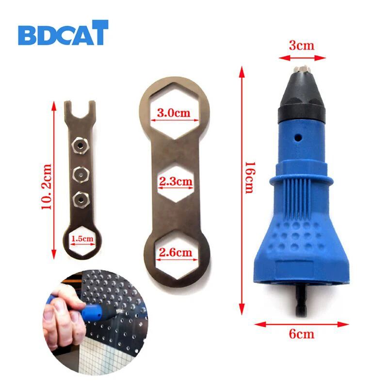 

BDCAT Electric Rivet Nut Gun Riveting Tool Cordless Riveting Drill Adaptor Insert Nut Tool Riveting Drill Adapter 2.4mm-4.8mm